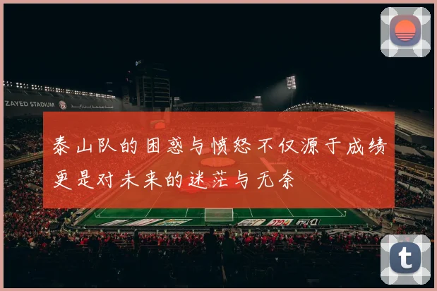 泰山队的困惑与愤怒不仅源于成绩更是对未来的迷茫与无奈